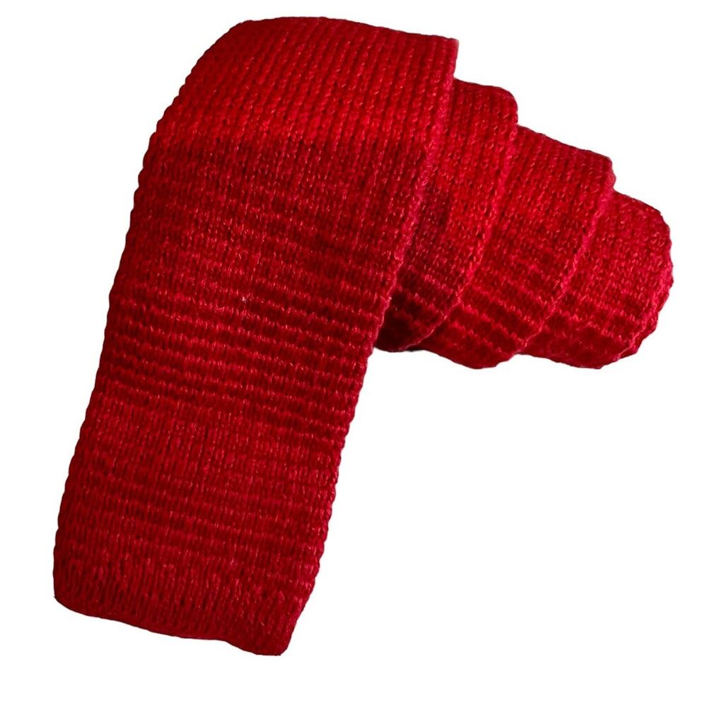 Vintage Austin Reed Red textured Cotton flat bottom tie